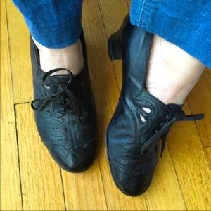 Vintage Black Leather Heels Size 9